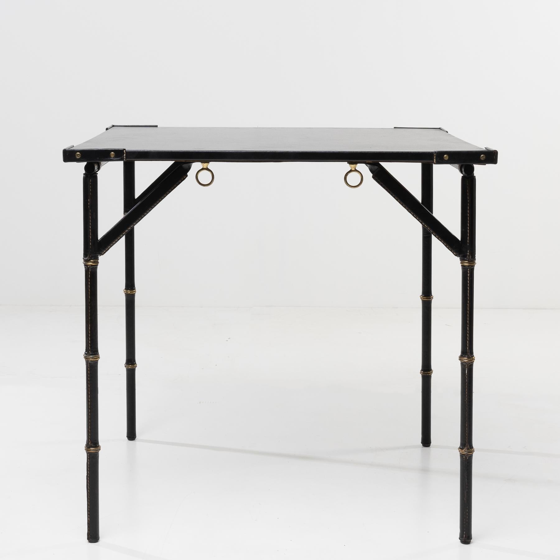 Bridge- oder Spieltisch mit klappbaren Beinen von Jacques Adnet, Frankreich (Moderne der Mitte des Jahrhunderts) im Angebot