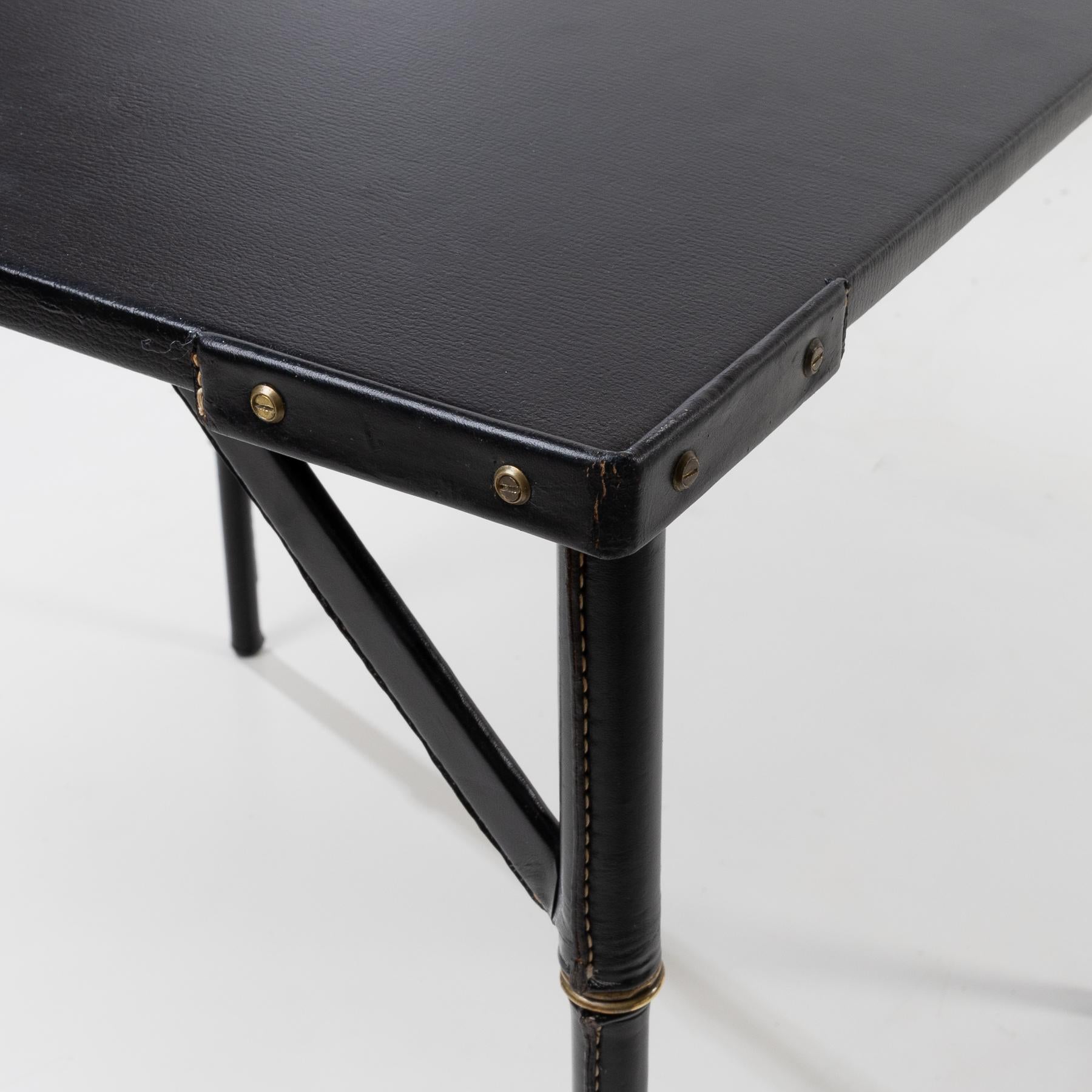 Bridge or Games Table with Folding Legs by Jacques Adnet, France In Good Condition For Sale In Brussels, BE