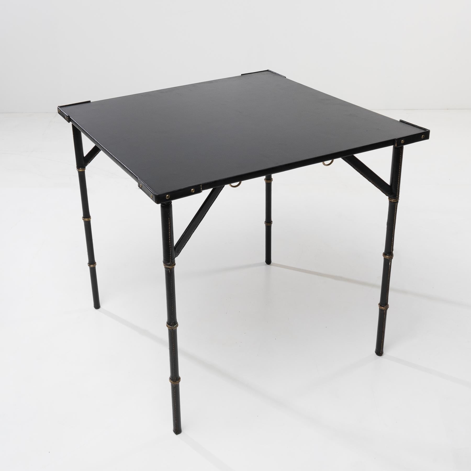 Bridge or Games Table with Folding Legs by Jacques Adnet, France For Sale 1