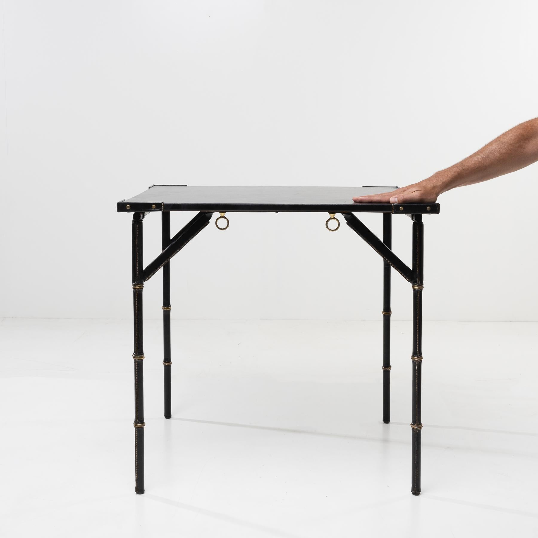 Bridge or Games Table with Folding Legs by Jacques Adnet, France For Sale 2