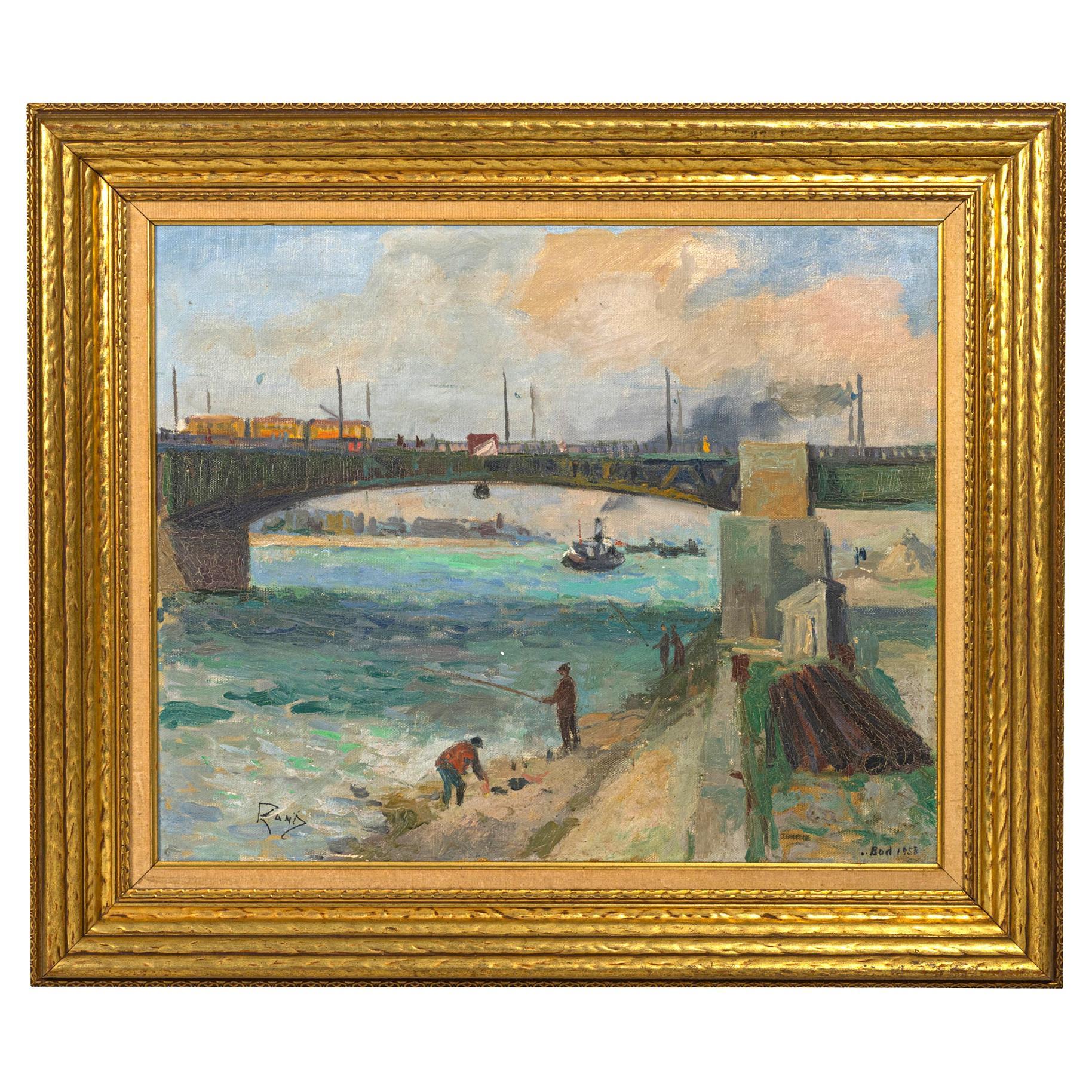 "Ponte sul fiume Sindh" Firmato e datato 1958