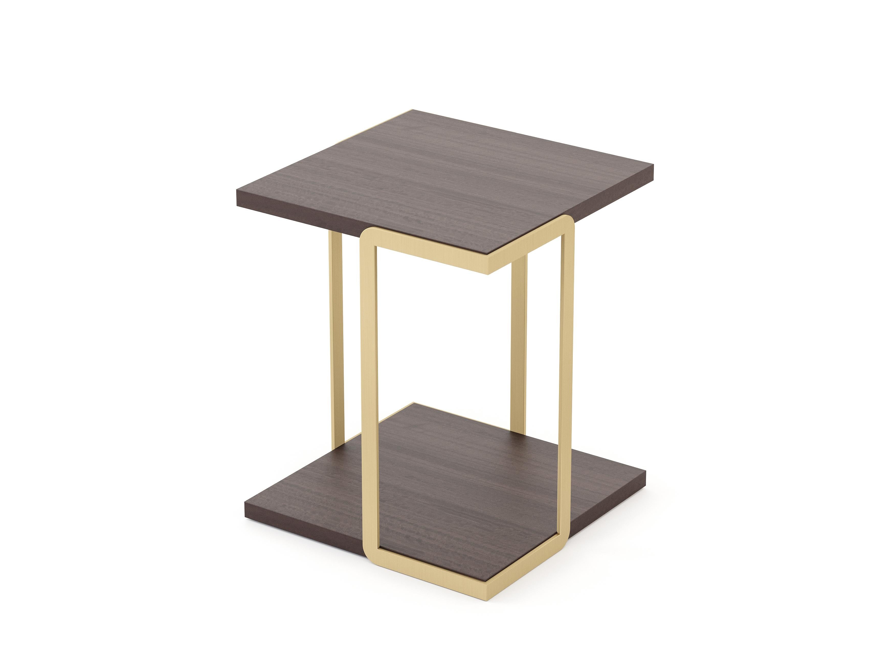 Portuguese Modern Bridge Side Table made with wood and brass, Handmade by Stylish Club For Sale