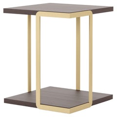 Table d'appoint Bridge moderne en bois et laiton, fabriquée à la main par Stylish Club