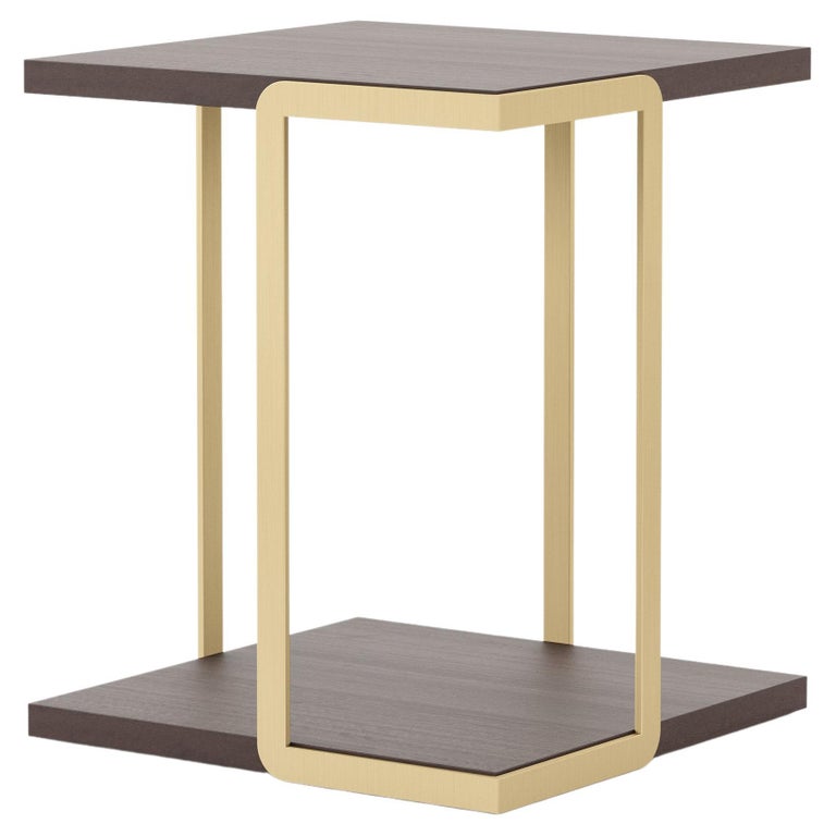 Modern Bridge Side Table made with wood and brass, Handmade by Stylish