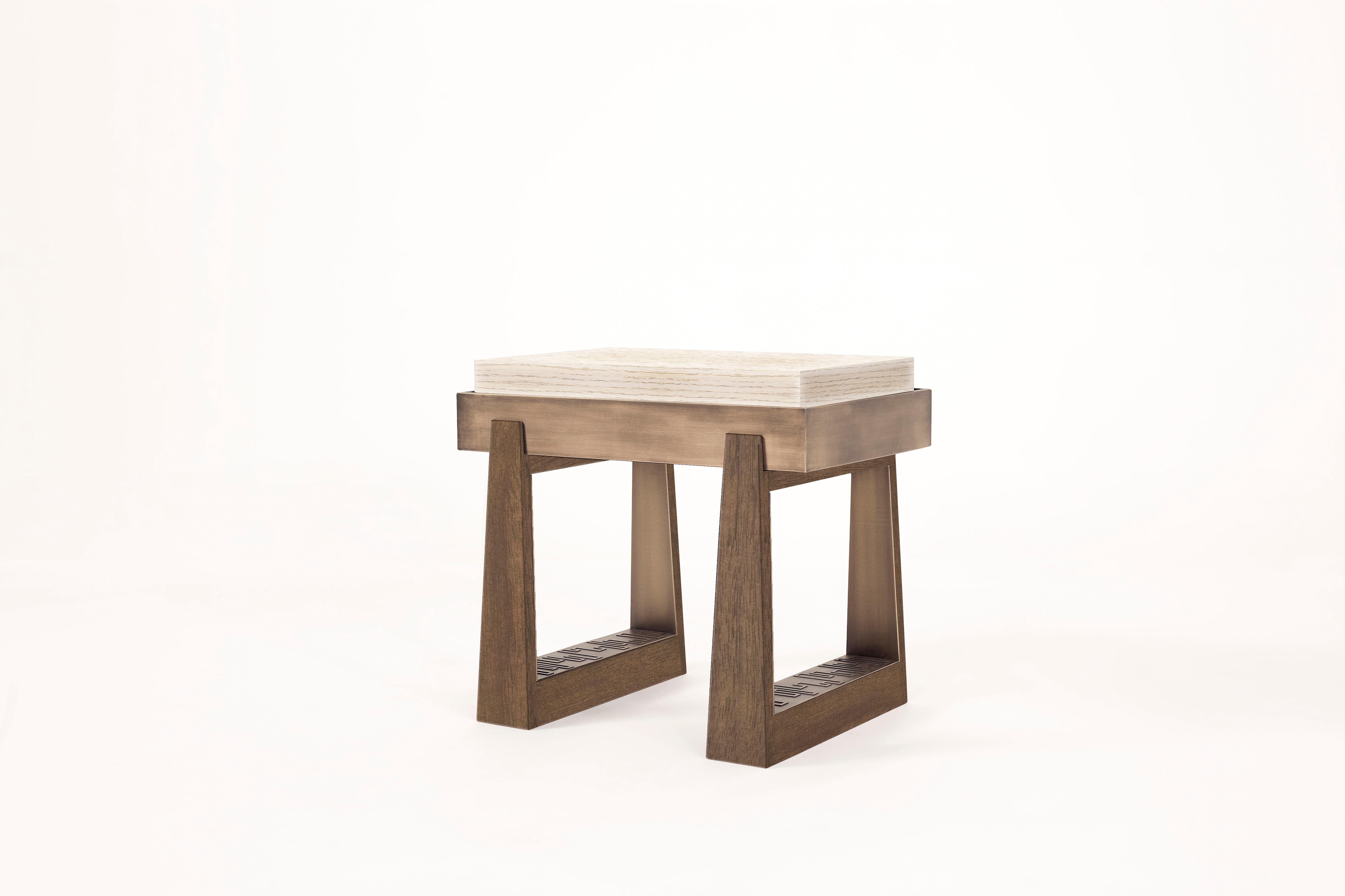 Mid-Century Modern Bridge Side Table - Oak & Walnut - Size II For Sale
