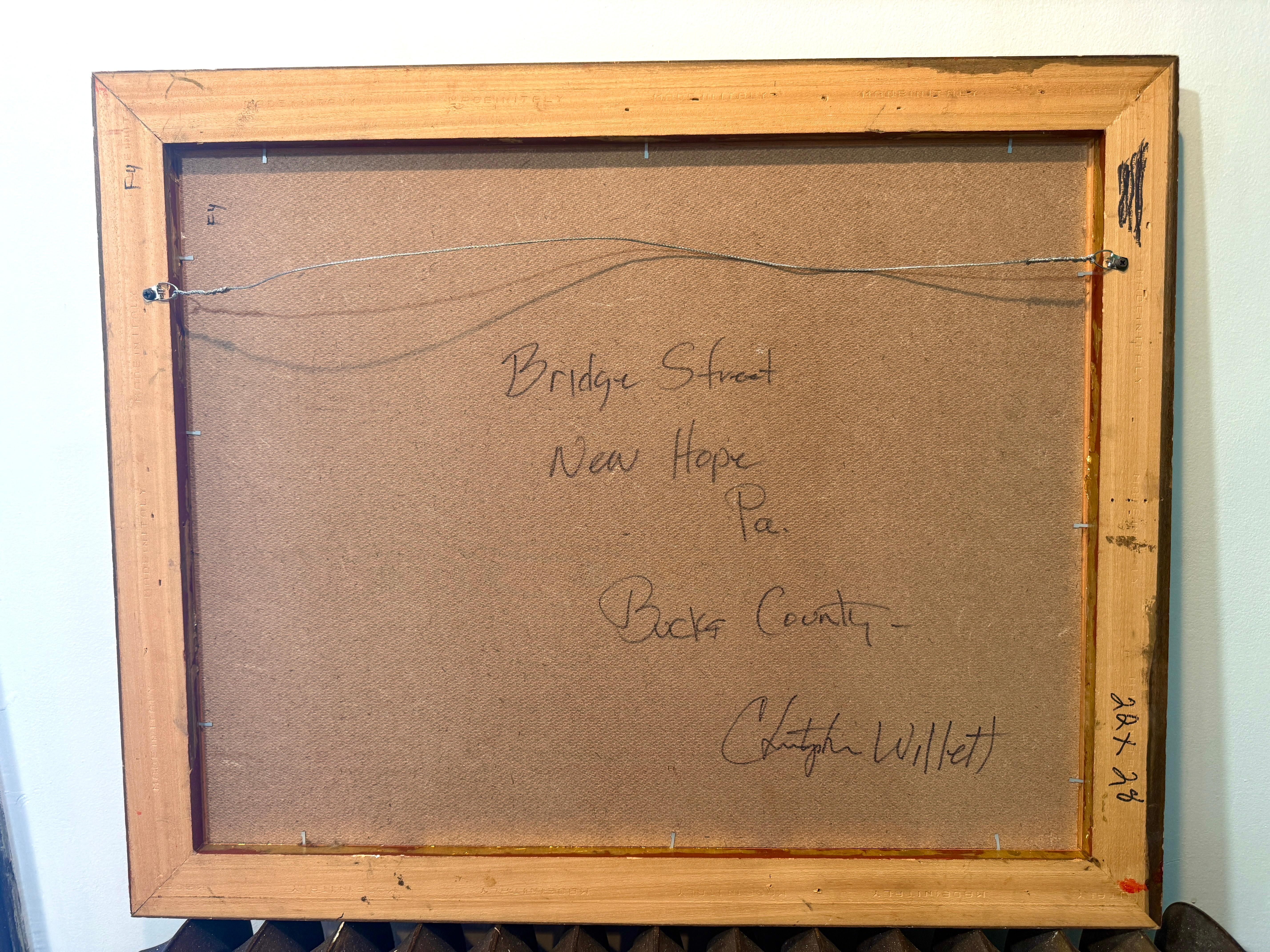 Bridge Street New Hope Bucks County Fluss Christopher Willett Szene Ölgemälde im Angebot 1