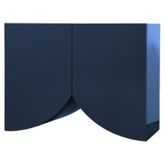 Bridges cabinet by Muller Van Severen contemporary blue laquered small cupboard