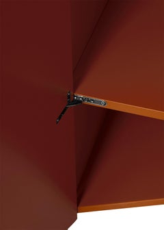 Bridges cabinet by Muller Van Severen contemporary red laquered small cupboard
