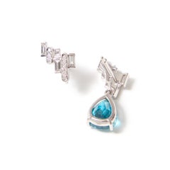 Bridges of Amsterdam studs baguette diamond and blue zircon