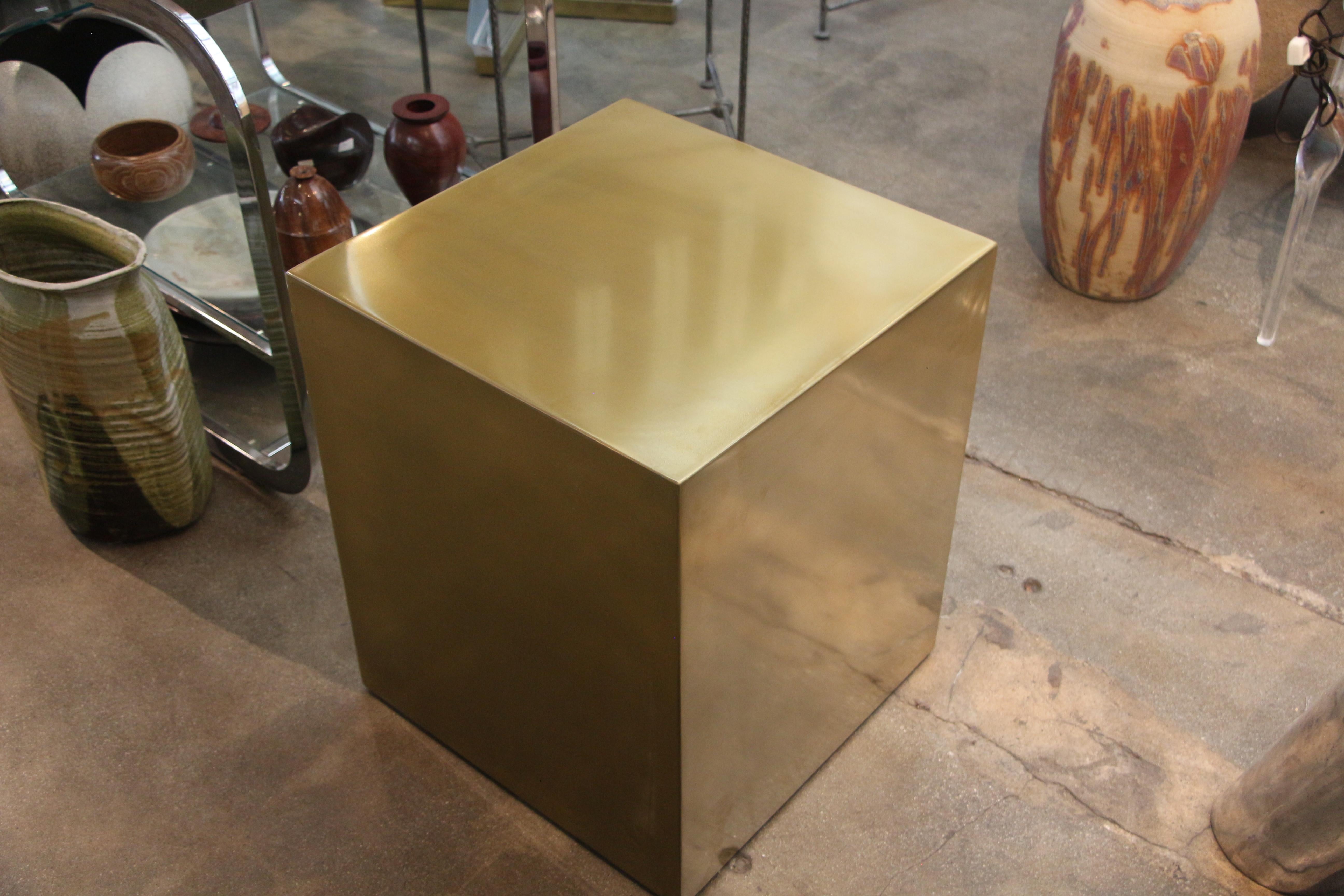 brass cube side table