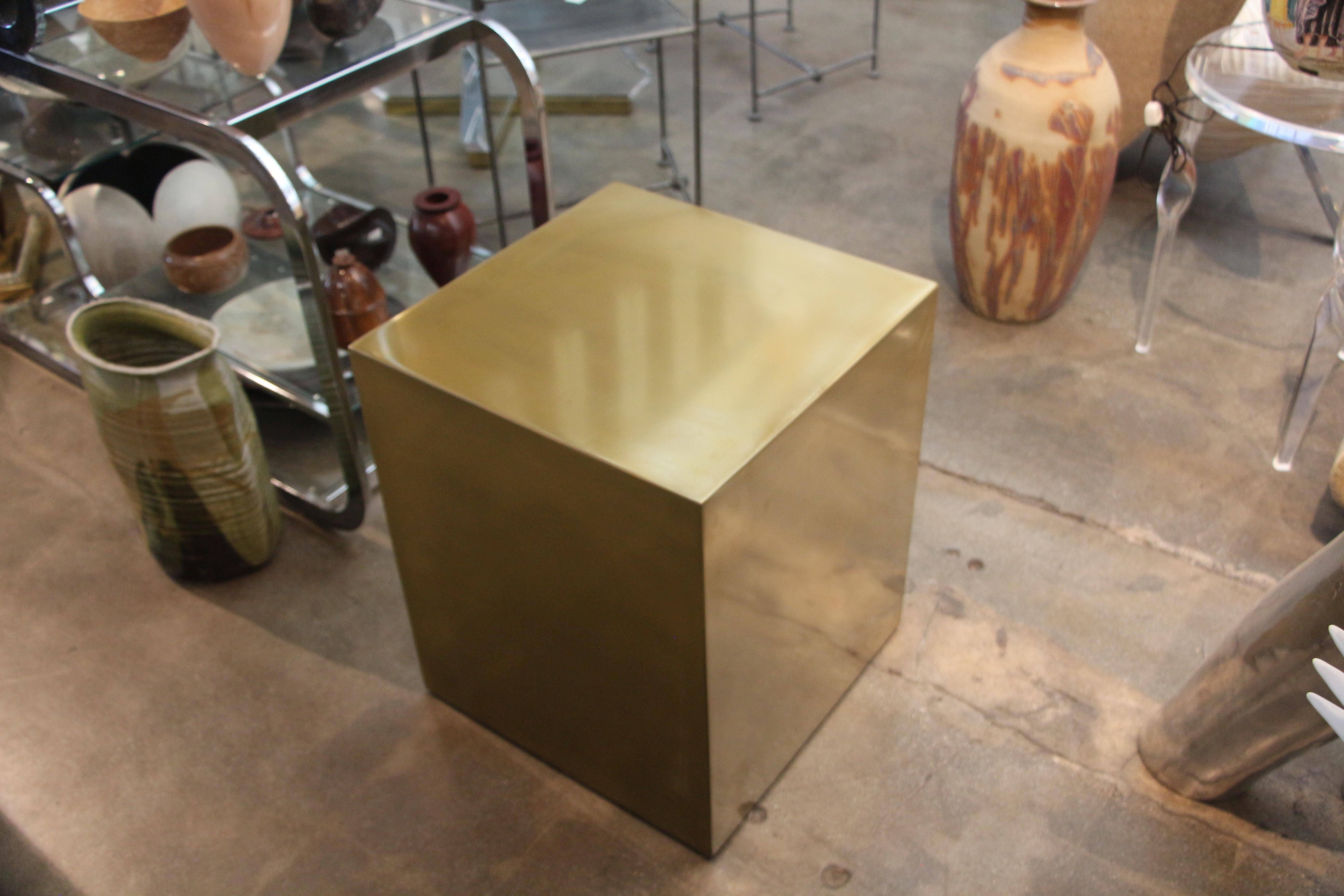 Bridges over Time Originals Brass Coated Cube Table In Good Condition In Palm Springs, CA