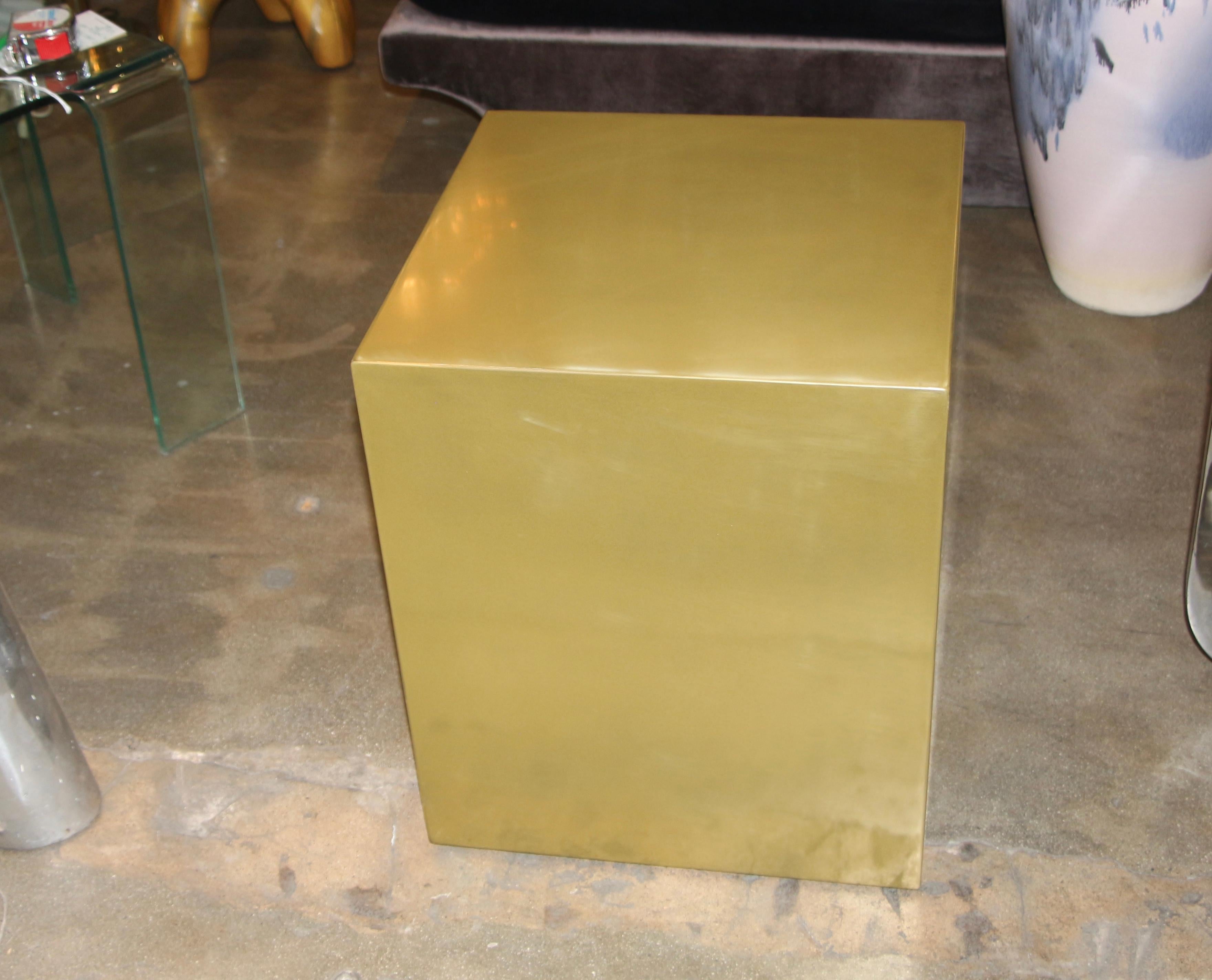 Contemporary Bridges over Time Originals Brass Coated Cube Table