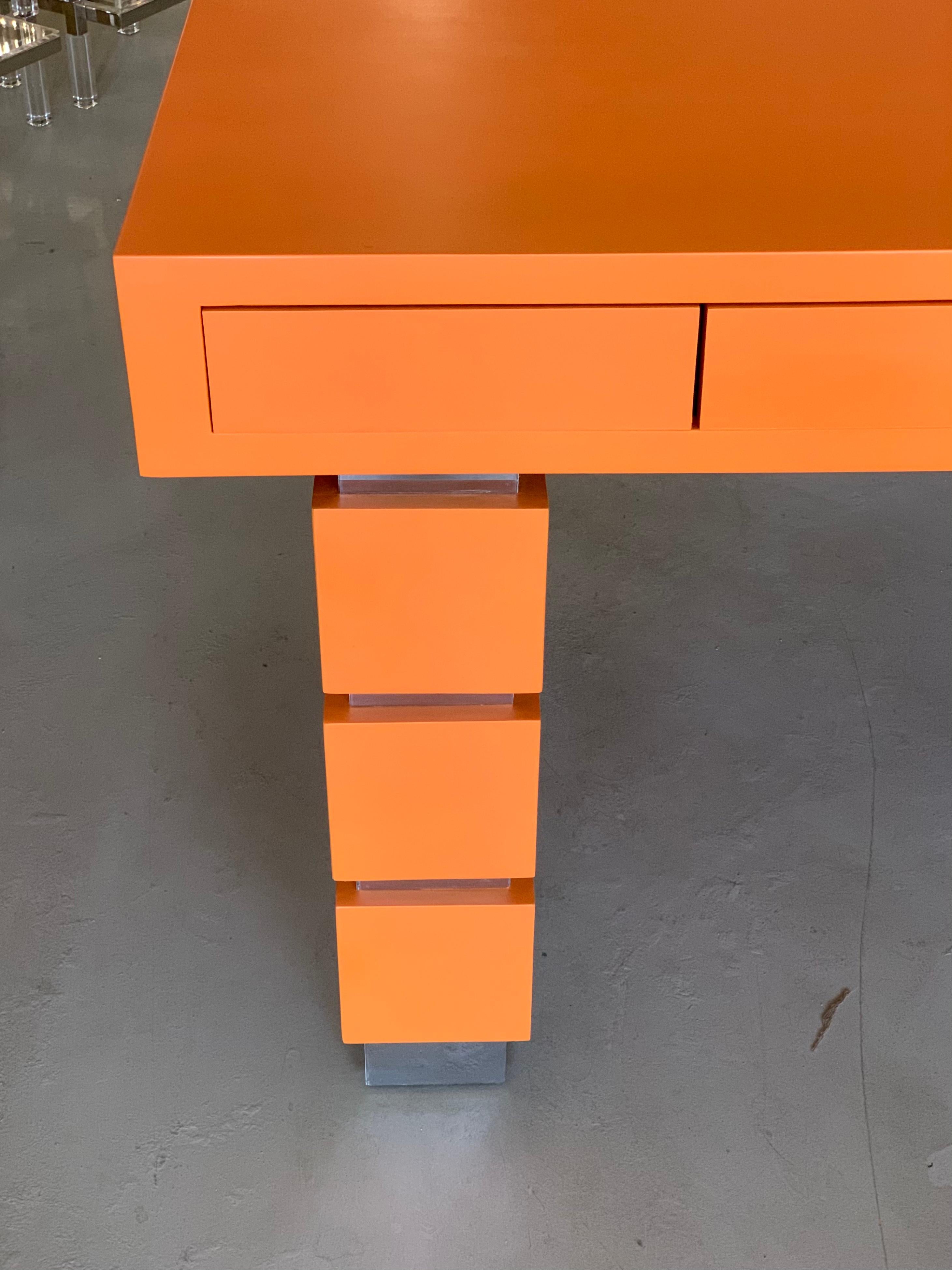 Bridges over Time Originals Custom Orange Desk In Good Condition For Sale In Palm Springs, CA