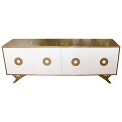 Bridges over Time Originals Custom Prototype Cerused Oak Brass Lacquer Credenza