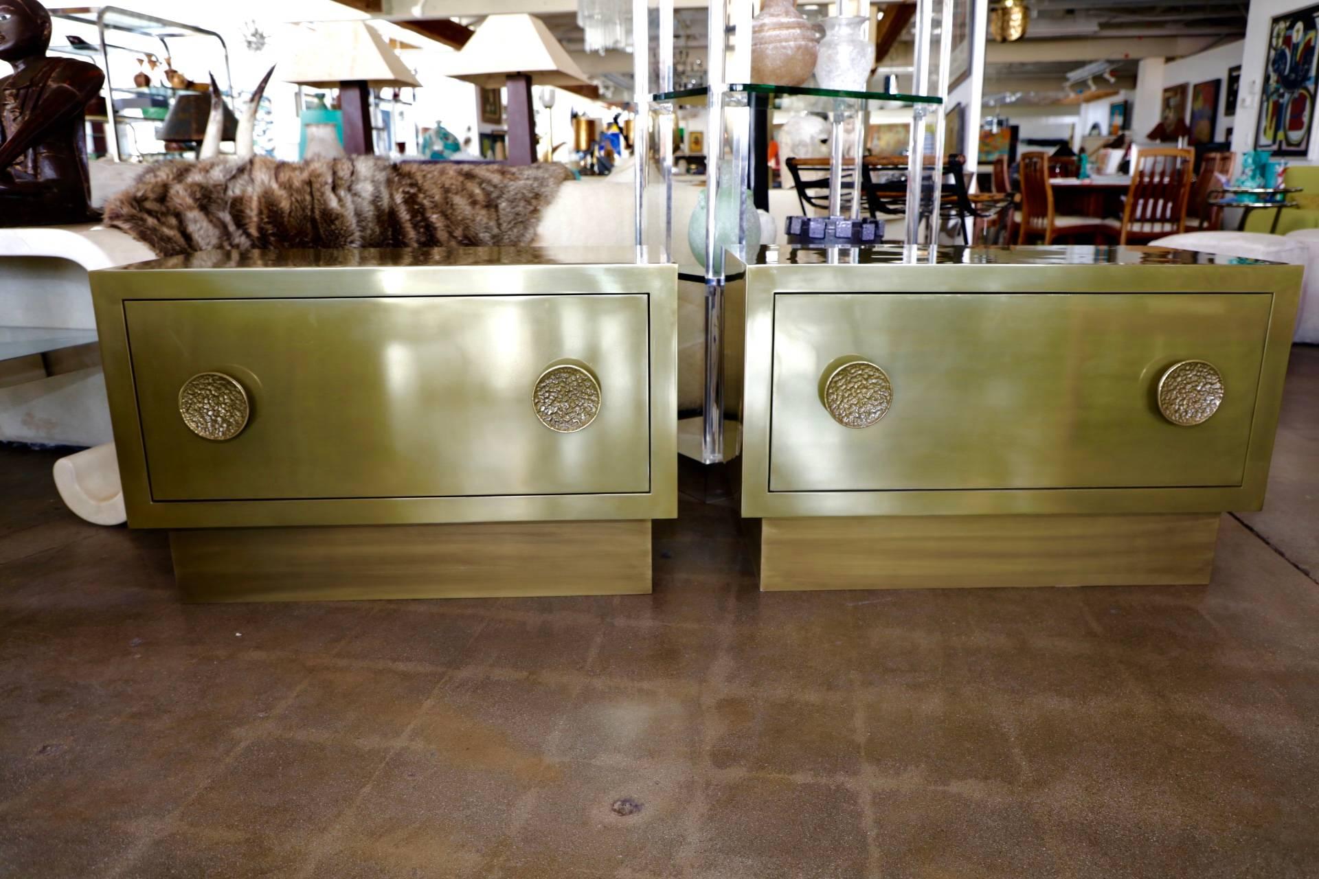 Bridges over Time Originals Mixed Brass and Bronze Coated Nightstands or Chests In Good Condition In Palm Springs, CA