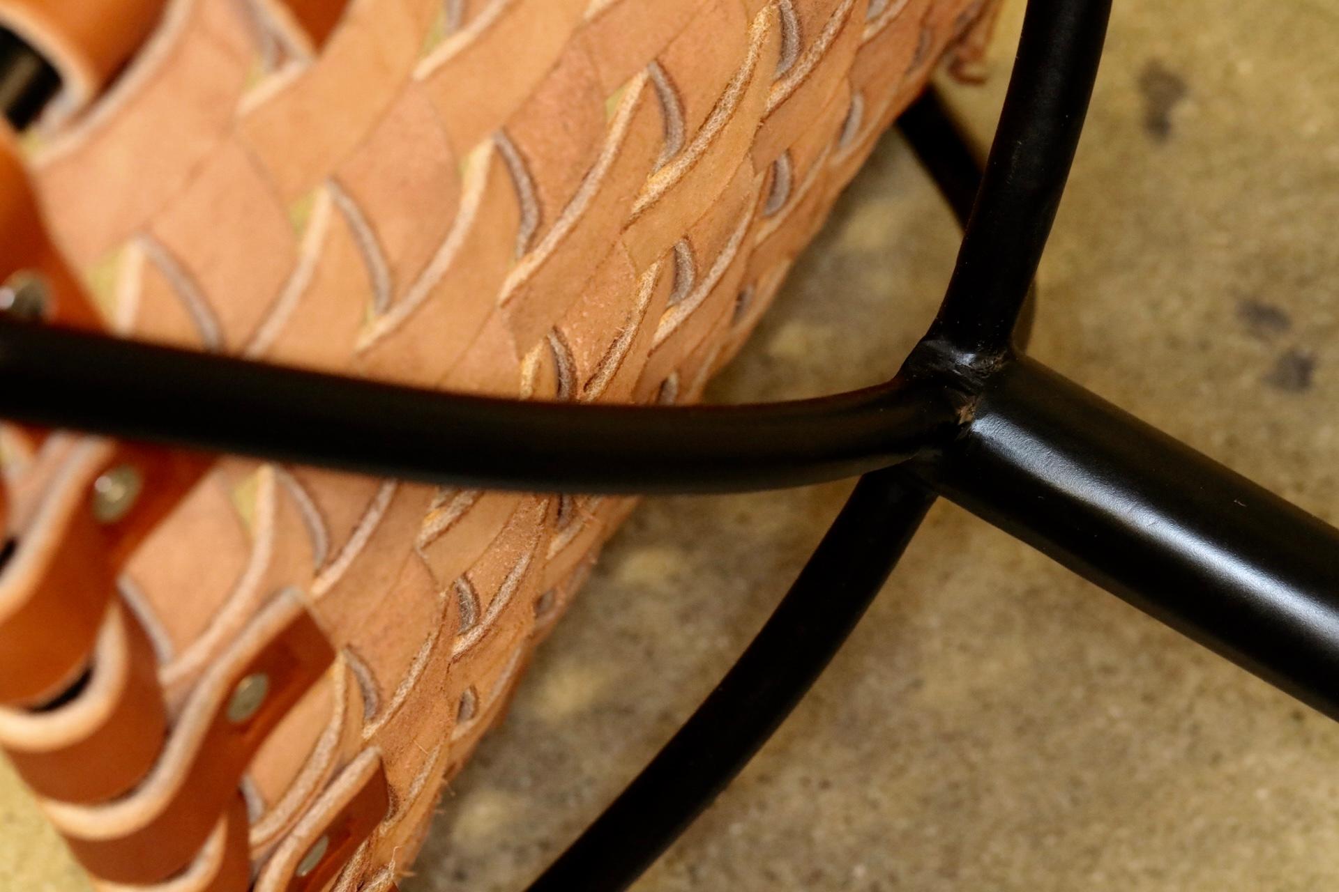 Bridges over Time Originals Woven Leather and Iron Stool In Good Condition In Palm Springs, CA