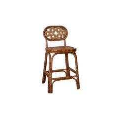Tabouret de bar Bridget en rotin teinté et contreplaqué par POPUS EDITIONS