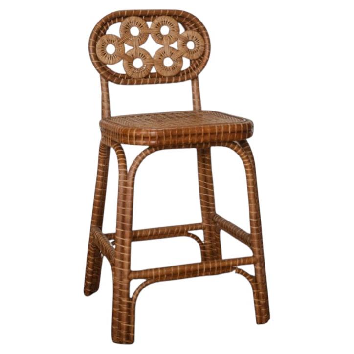 Taburete de bar Bridget de ratán teñido y madera contrachapada by POPUS EDITIONS