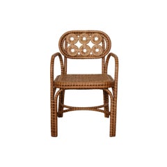 Bridget Chair with Arms in Stained Rattan and Plywood by POPUS EDITIONS