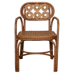 Bridget Chair with Arms in Stained Rattan and Plywood by POPUS EDITIONS