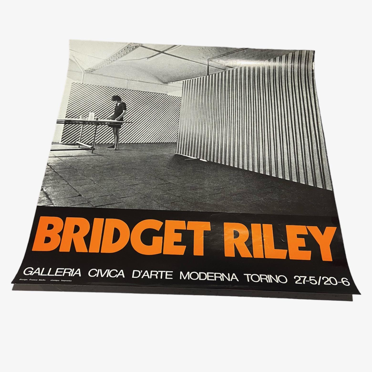 Bridget Riley, original 1971 Exhibition Poster designed by Franco Mello In Good Condition For Sale In London, GB