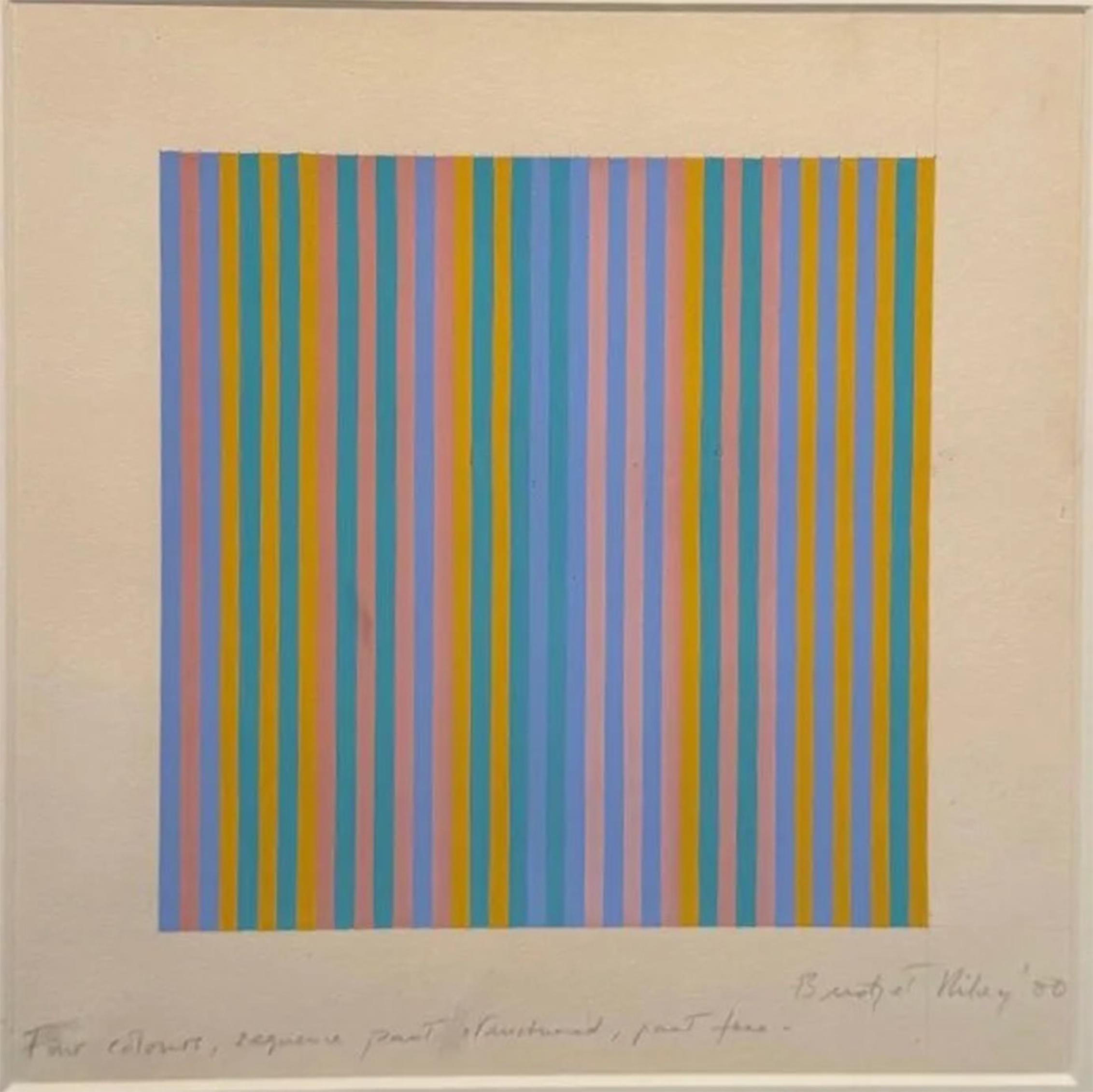 Bridget Riley Abstract Painting - Four Colours, Sequence Part Structured, Part Free