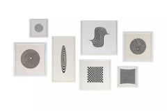 Vintage 7 screenprints in black on paper, Riley
s complete works from the 1960s