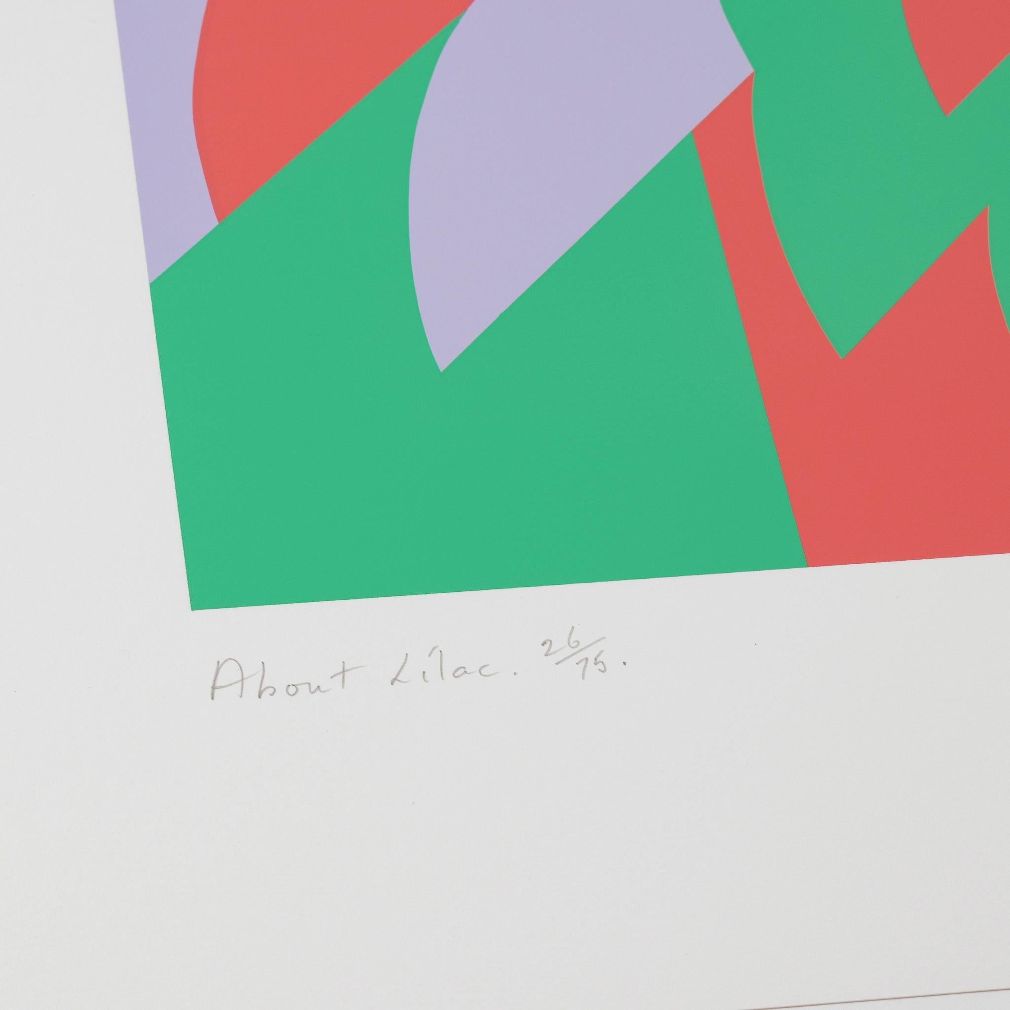 About Lilac, 2007, Serigrafia a 3 colori più il bianco, Edizione Limitata - Abstract Print Grigio di Bridget Riley