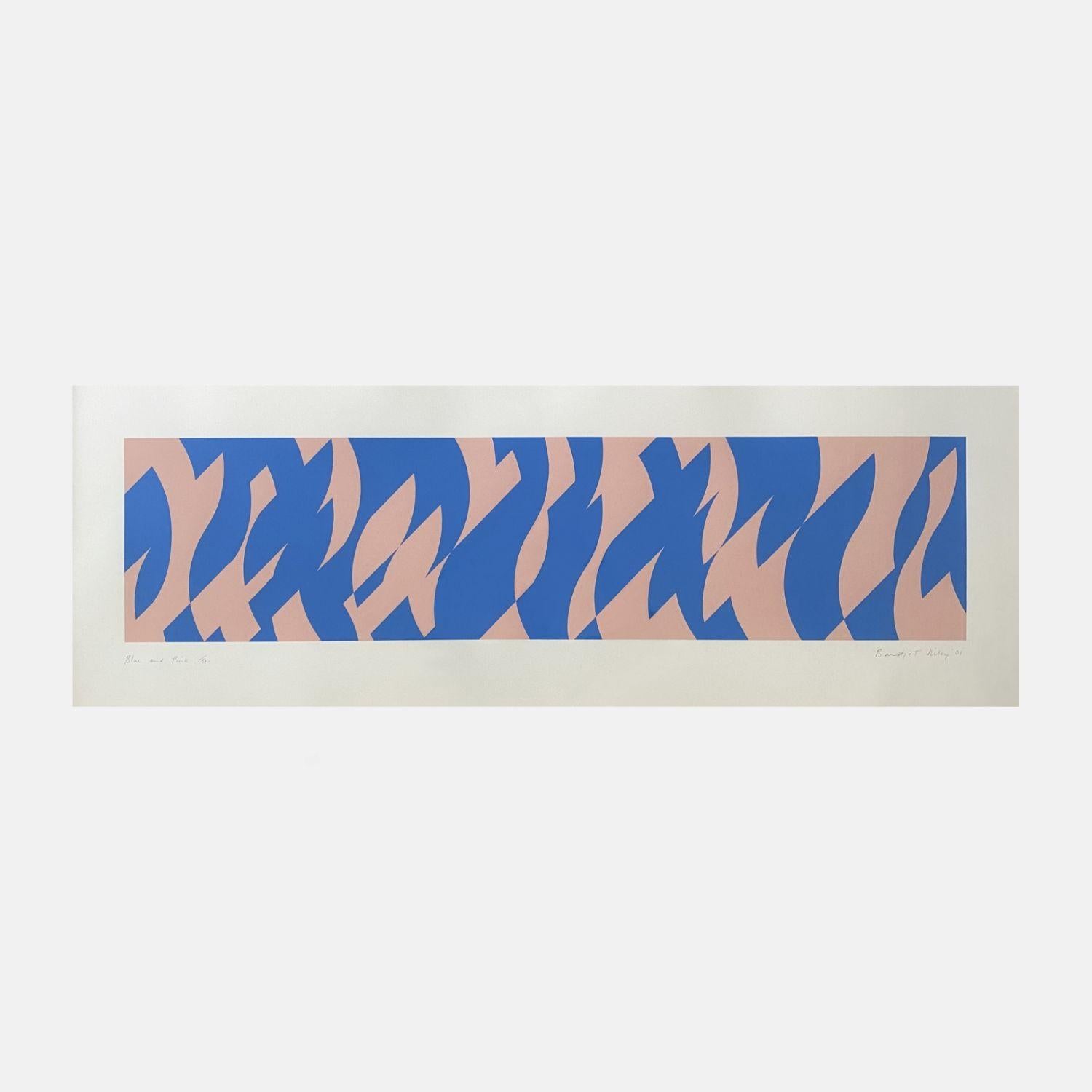 Bridget Riley Abstract Print - Blue and Pink