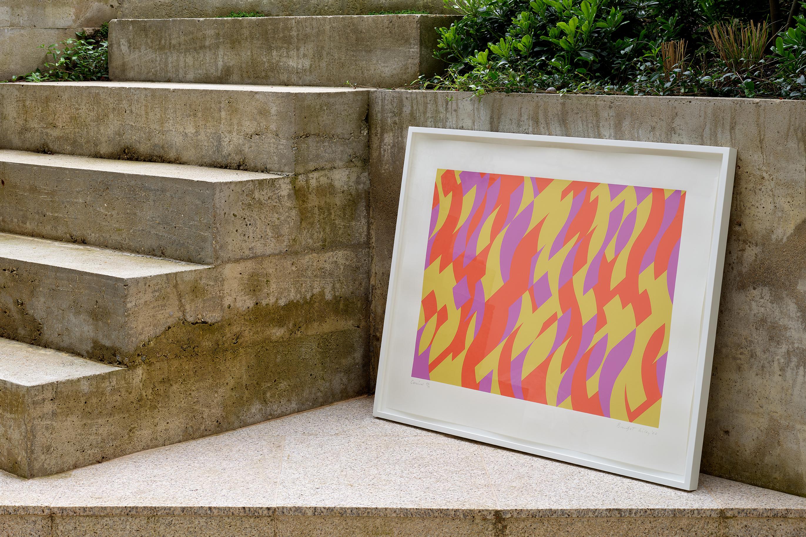 Carnevale, 2000
Bridget Riley

Stampa serigrafica a colori, su carta intelata
Firmato, datato, intitolato e numerato da un'edizione di 75 esemplari (più 10 prove d'artista).
Stampato e pubblicato da Artizan Editions, Hove
Immagine: 55,7 × 75,9 cm