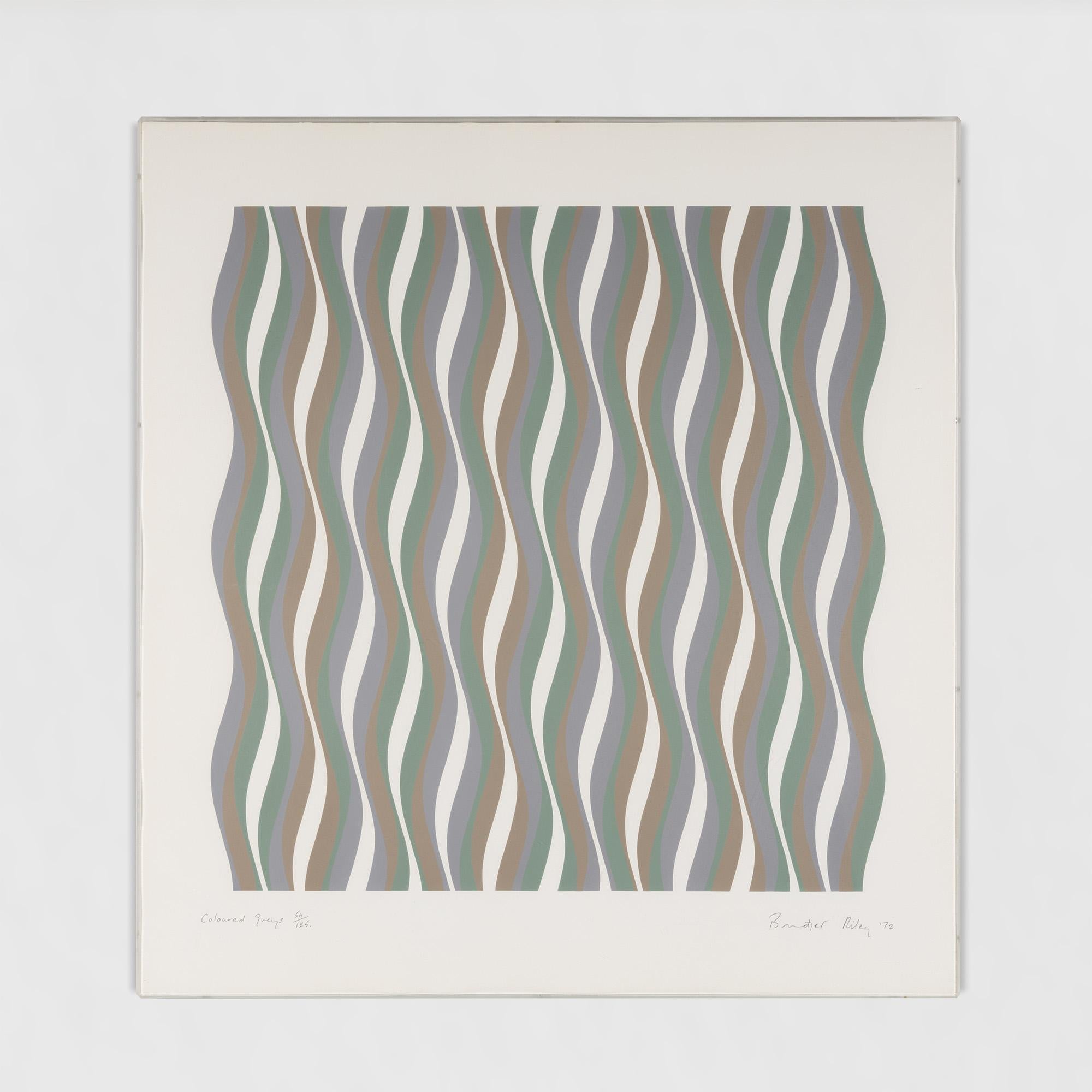 Bridget Riley Abstract Print – Farbige Grautöne