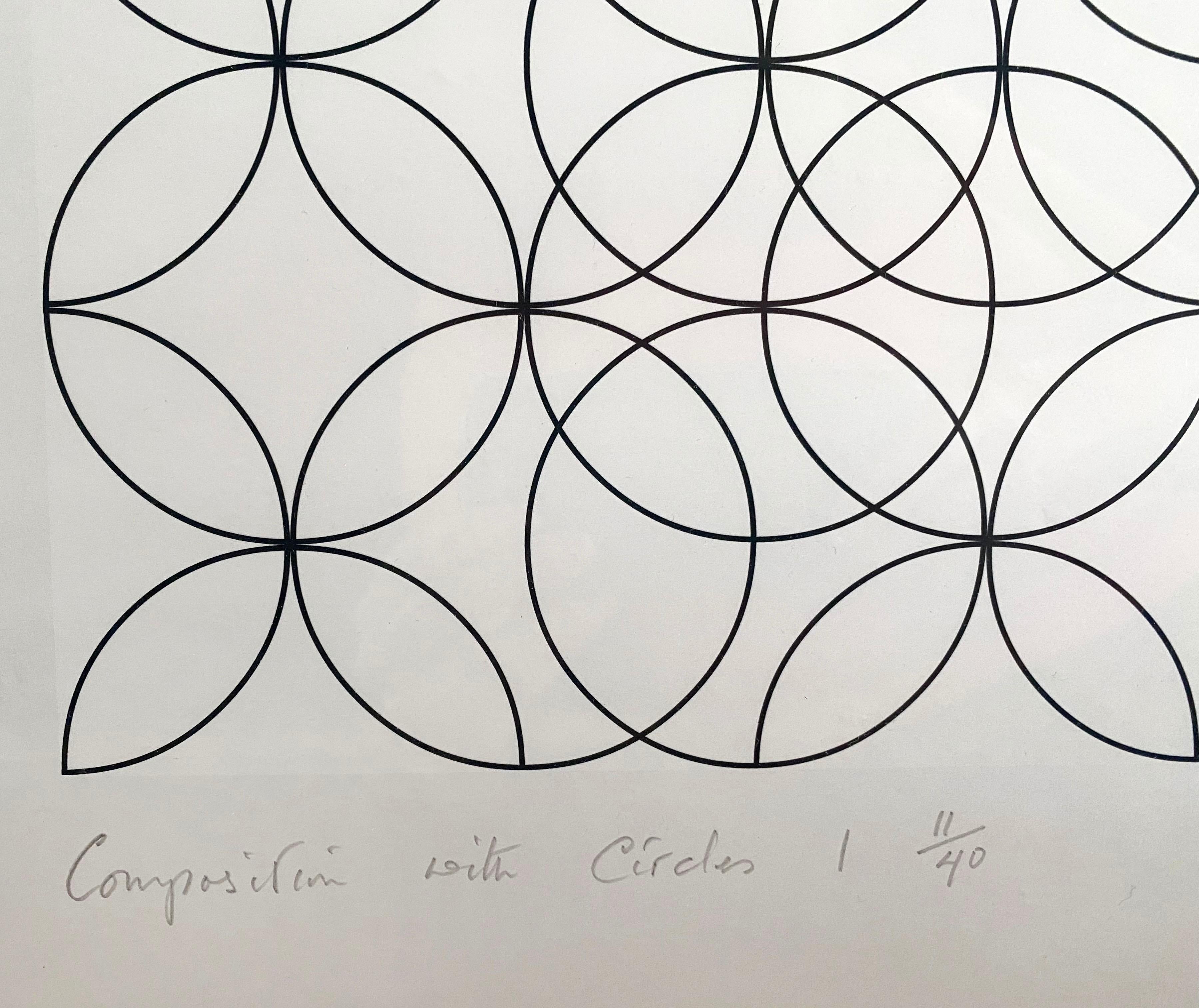Composition with Circles I (1998) marks the first highly coveted iteration of Riley’s limited edition series, Composition with Circles. Rhythmic, lyrical and optical, Riley intuitively formulates an abstract field of repeating and overlapping