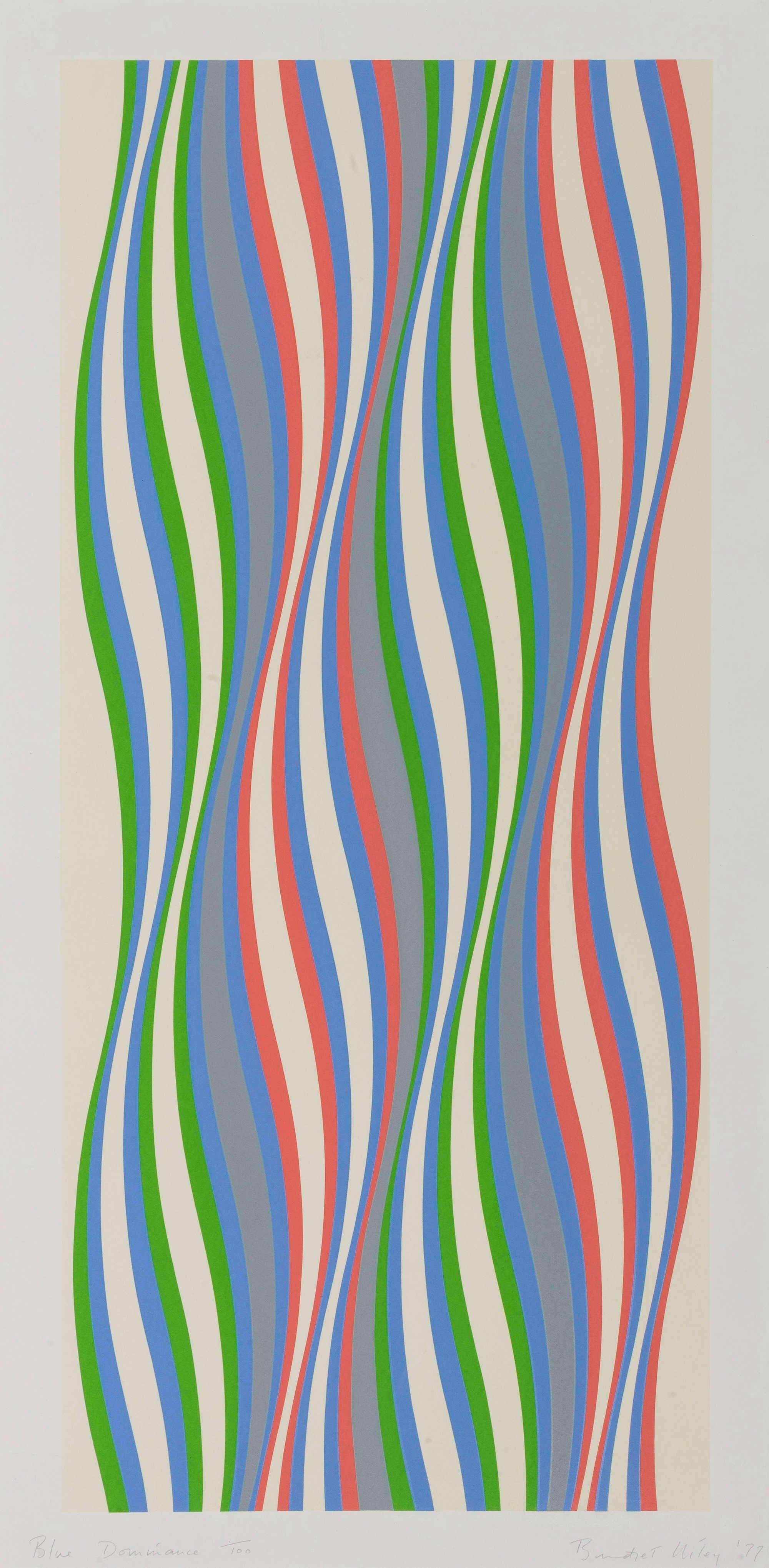 Dominanza: Green, Blue & Red -- Set di tre serigrafie di Bridget Riley 1