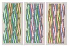 Dominanza: Green, Blue & Red -- Set di tre serigrafie di Bridget Riley