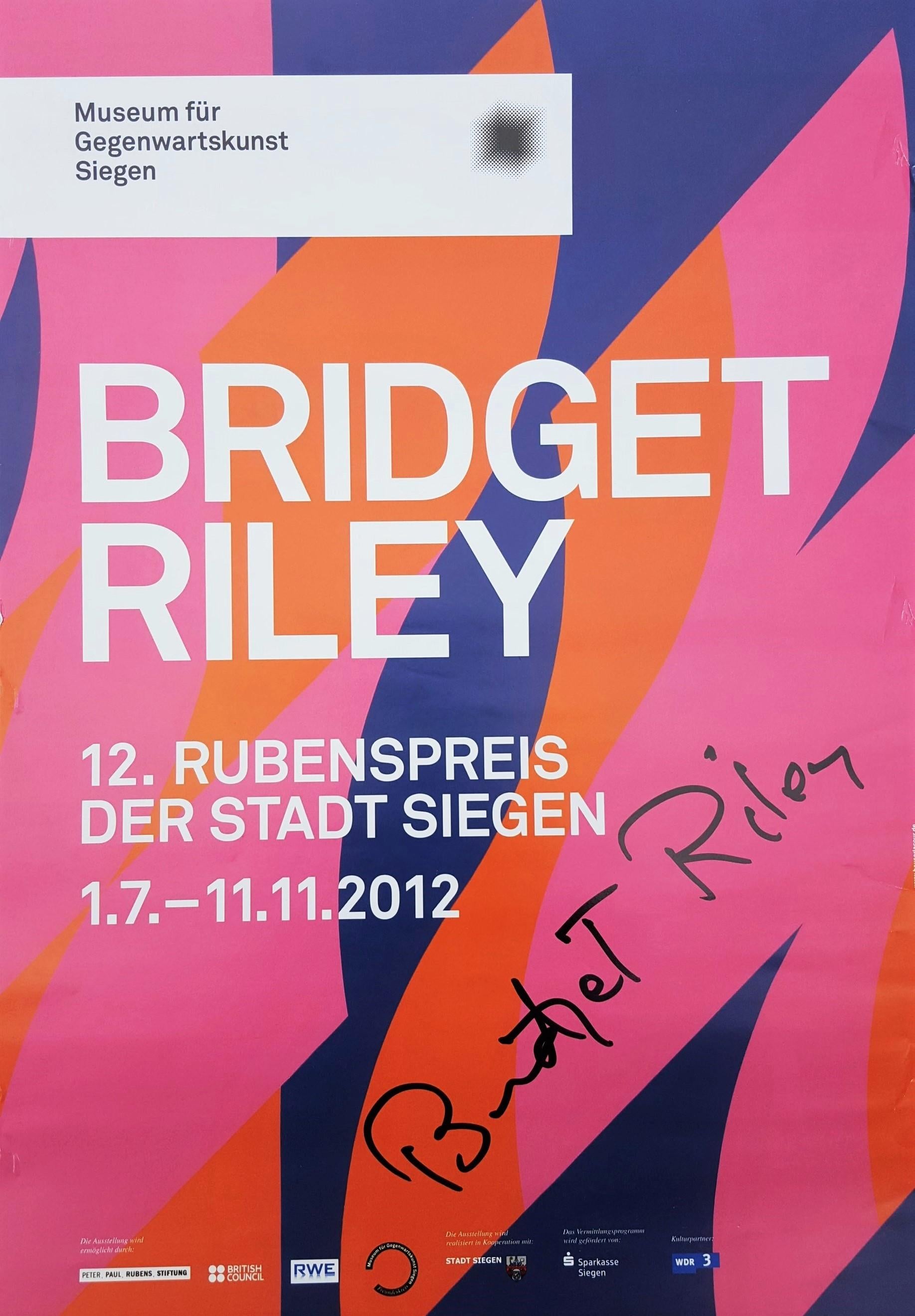 Bridget Riley Abstract Print - Museum für Gegenwartskunst Siegen (Two Reds with Violet) Poster (Signed)
