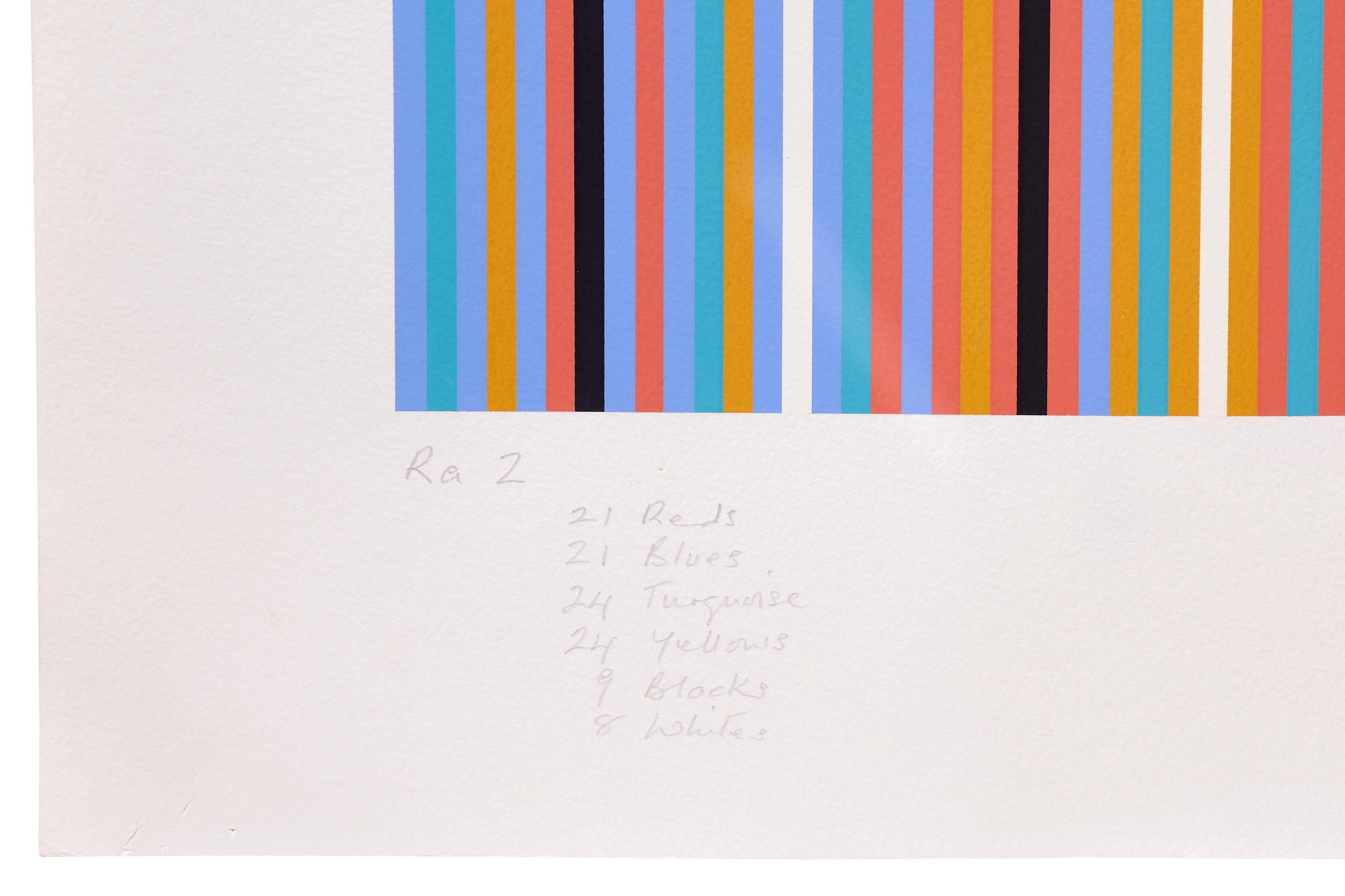 RA 2 -- Print, Coloured Lines, Abstract, Op Art by Bridget RIley - Gray Abstract Print by Bridget Riley