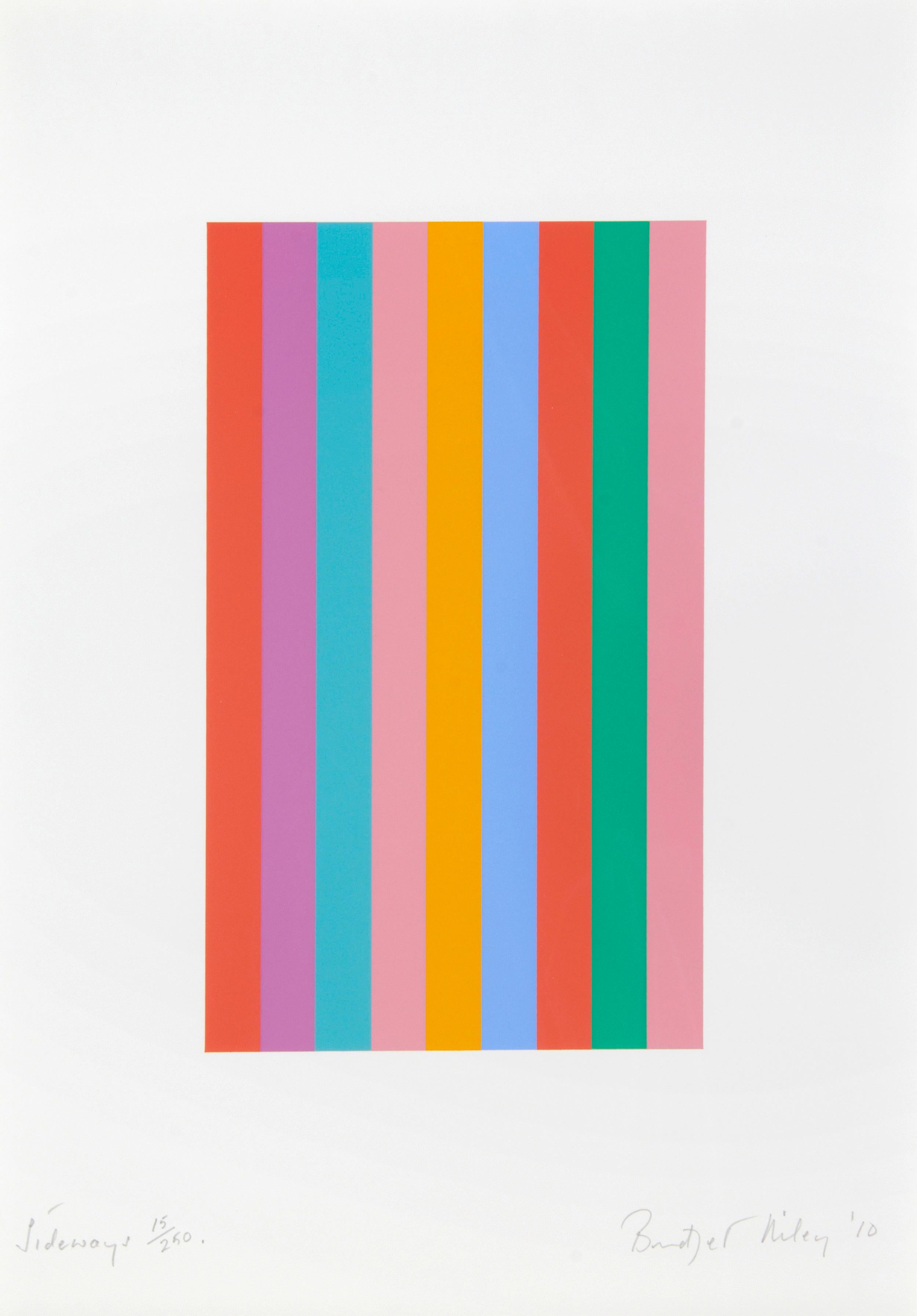 Sideways, 2011
Bridget Riley

Screenprint in colours, on Fabriano 5 wove
Signed, titled, dated and numbered from the edition of 250
Printed by Artizan Editions, Hove
Image: 29 × 17 cm (11.4 × 6.8 in)
Sheet: 46.2 × 32.5 cm (18.4 × 12.8