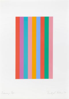 Sideways -- Screen Print, Stripes, Bright Colors, Op Art by Bridget Riley