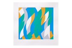 Start -- Screen Print, Abstract, Bright Colors, Op Art by Bridget Riley
