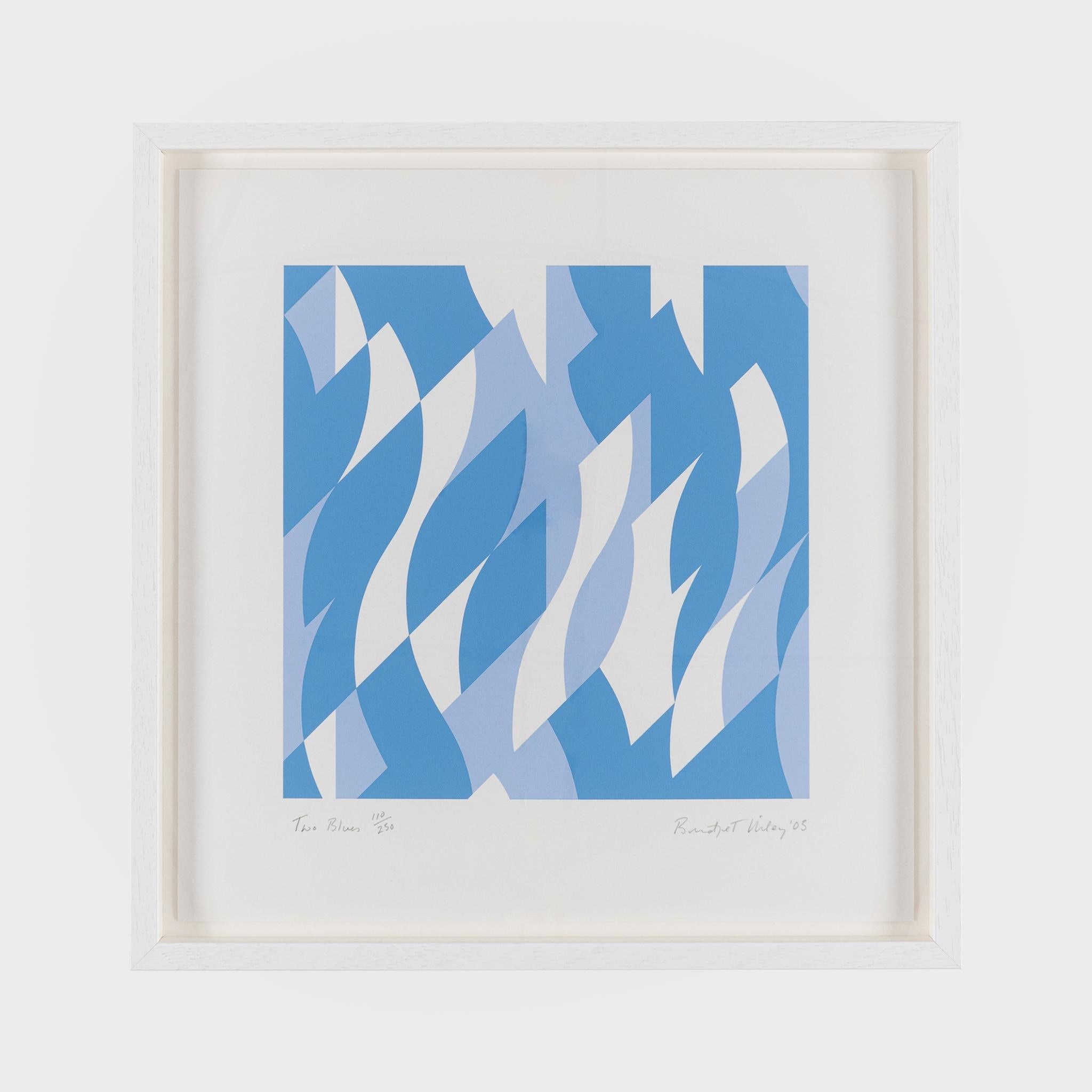 Bridget Riley Abstract Print - Two Blues