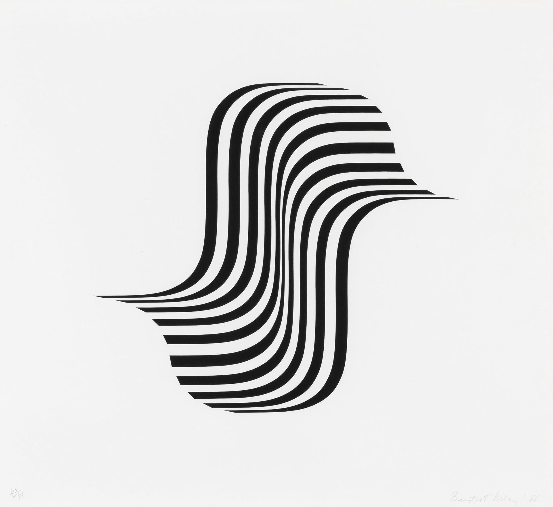 Bridget Riley Abstract Print - Untitled "Winged Curve"