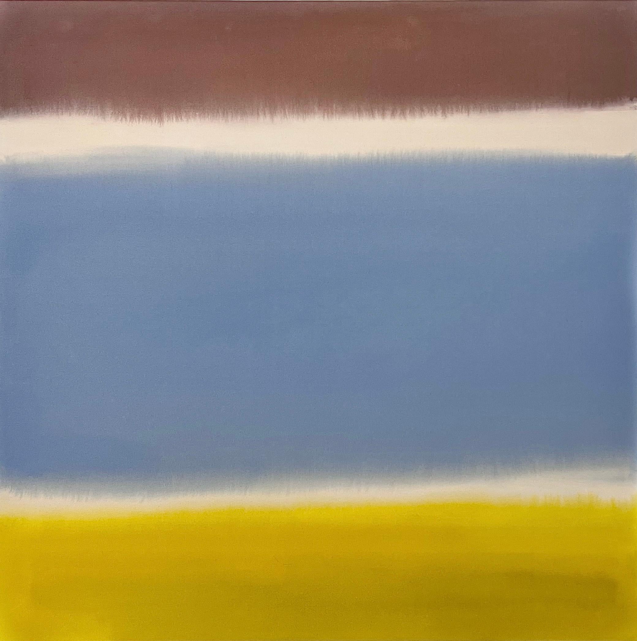 Abstract Painting Bridgette Duran - Peinture acrylique abstraite Colorfield, (bleu bébé, vert citron, coloré, Rothko)