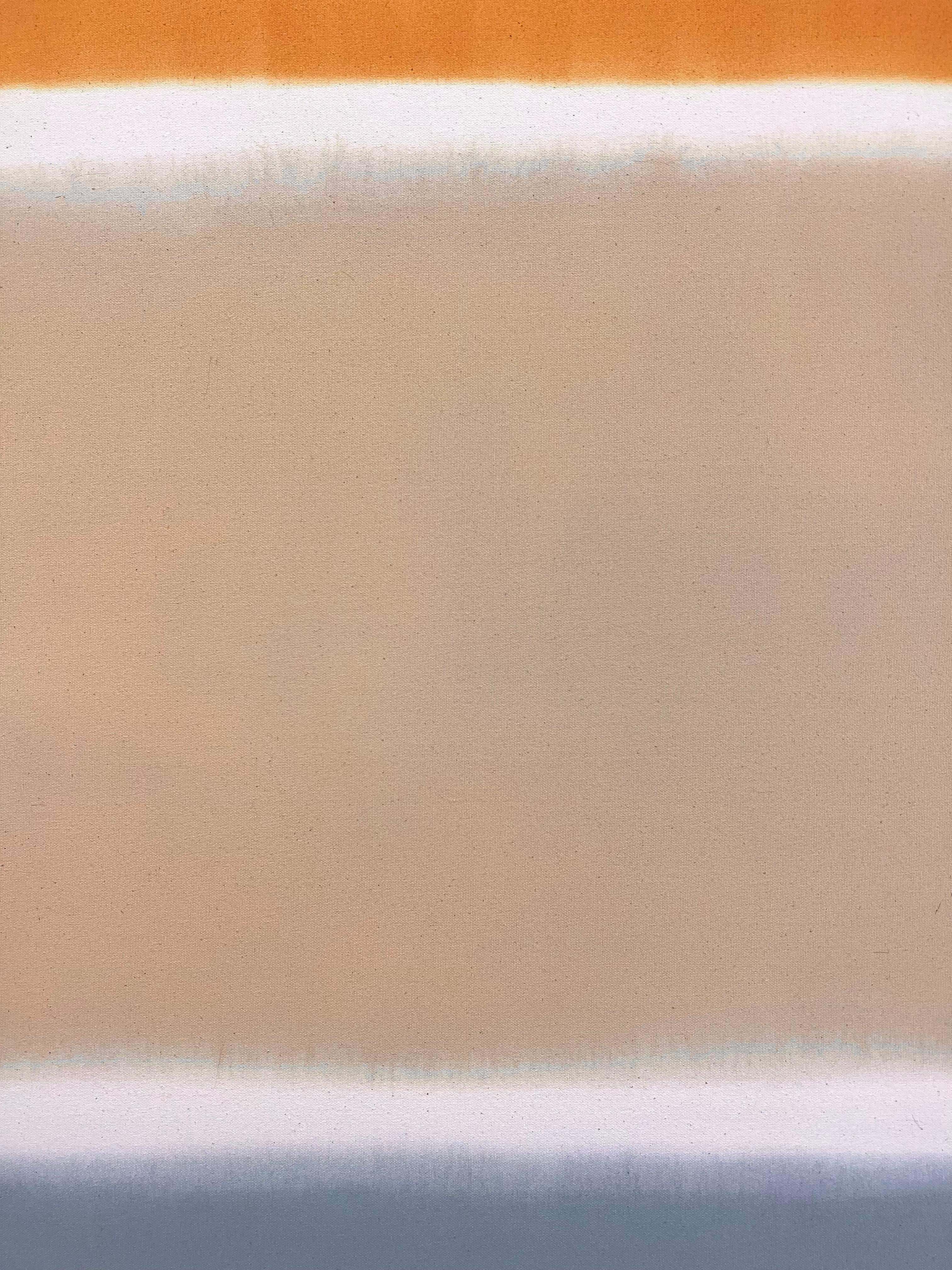 Peinture colorfield abstraite grise, orange et beige  en vente 3