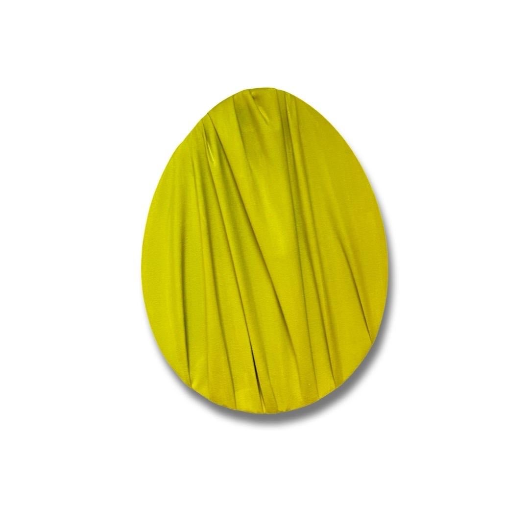 Bridgette Duran Abstract Painting - Lime Green Oval Wall Sculpture