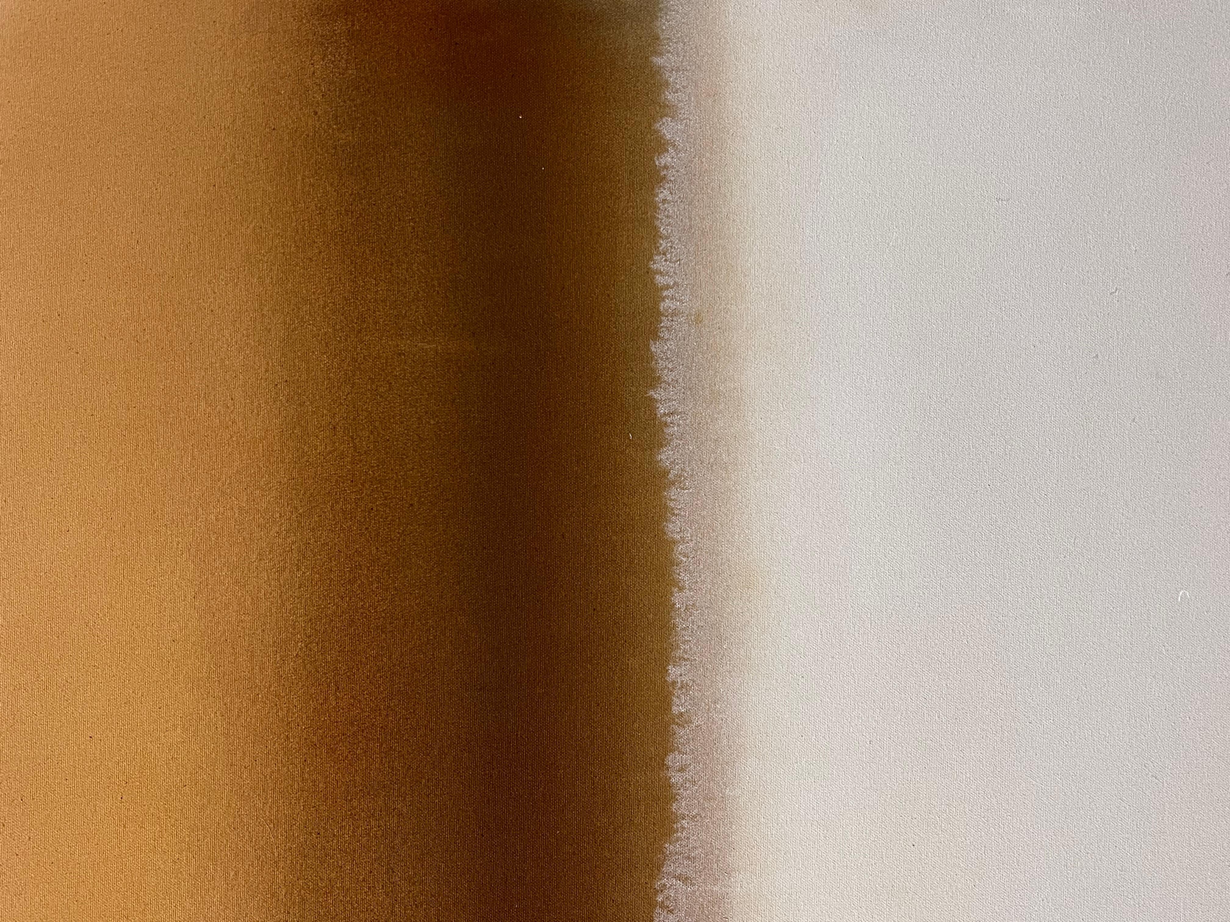 Green, White, Brown, Burnt umber, geometric abstraction. Watercolor application, Acrylic Abstract Painting. Lime Green, Off White, Warm Brown.