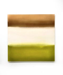 Lime Green, Warm White and Brown, Geometric Abstract Acrylic Painting