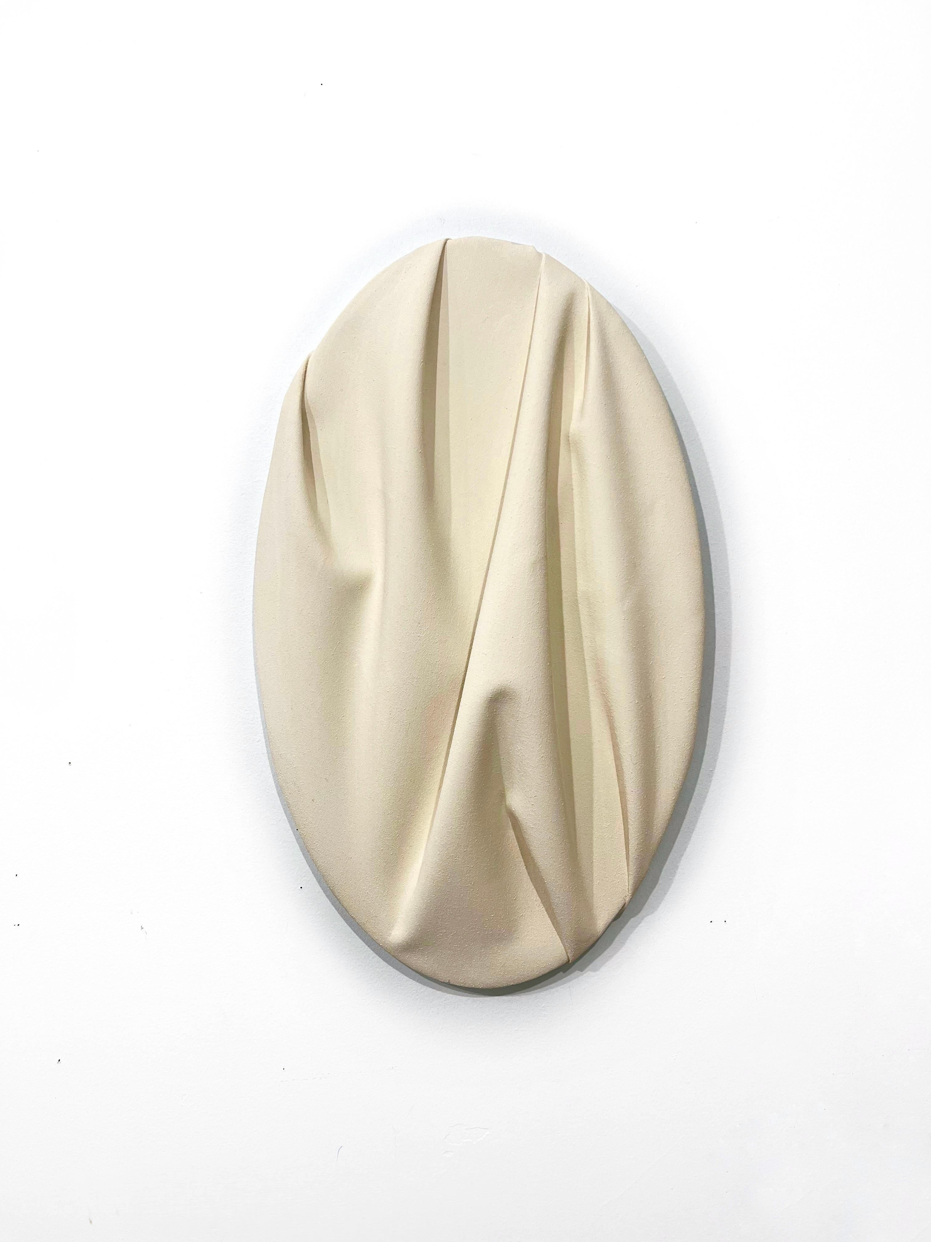 Bridgette Duran Abstract Painting - Mothers Milk, Oval Cream Wall Sculpture 