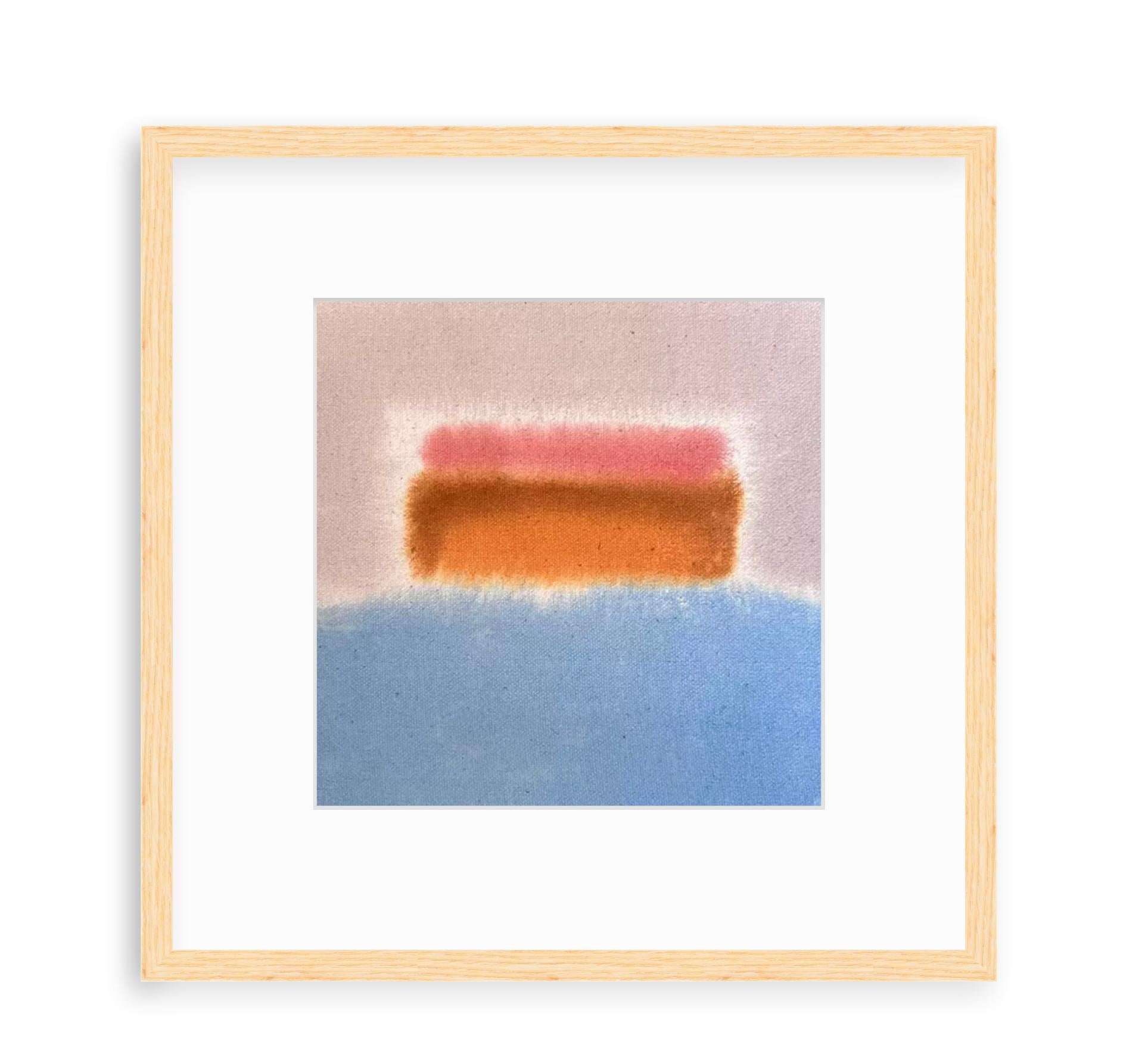Bridgette Duran Abstract Painting - Pale Blue, Pink, Brown, Abstract  Geometric Painting 