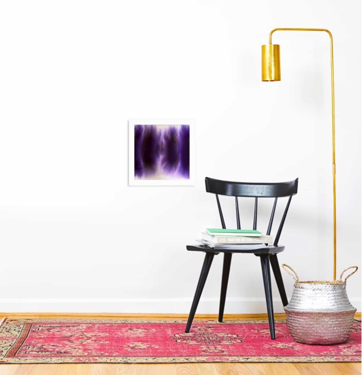Geometrisches abstraktes Acrylgemälde in Violett (Geometrische Abstraktion), Painting, von Bridgette Duran