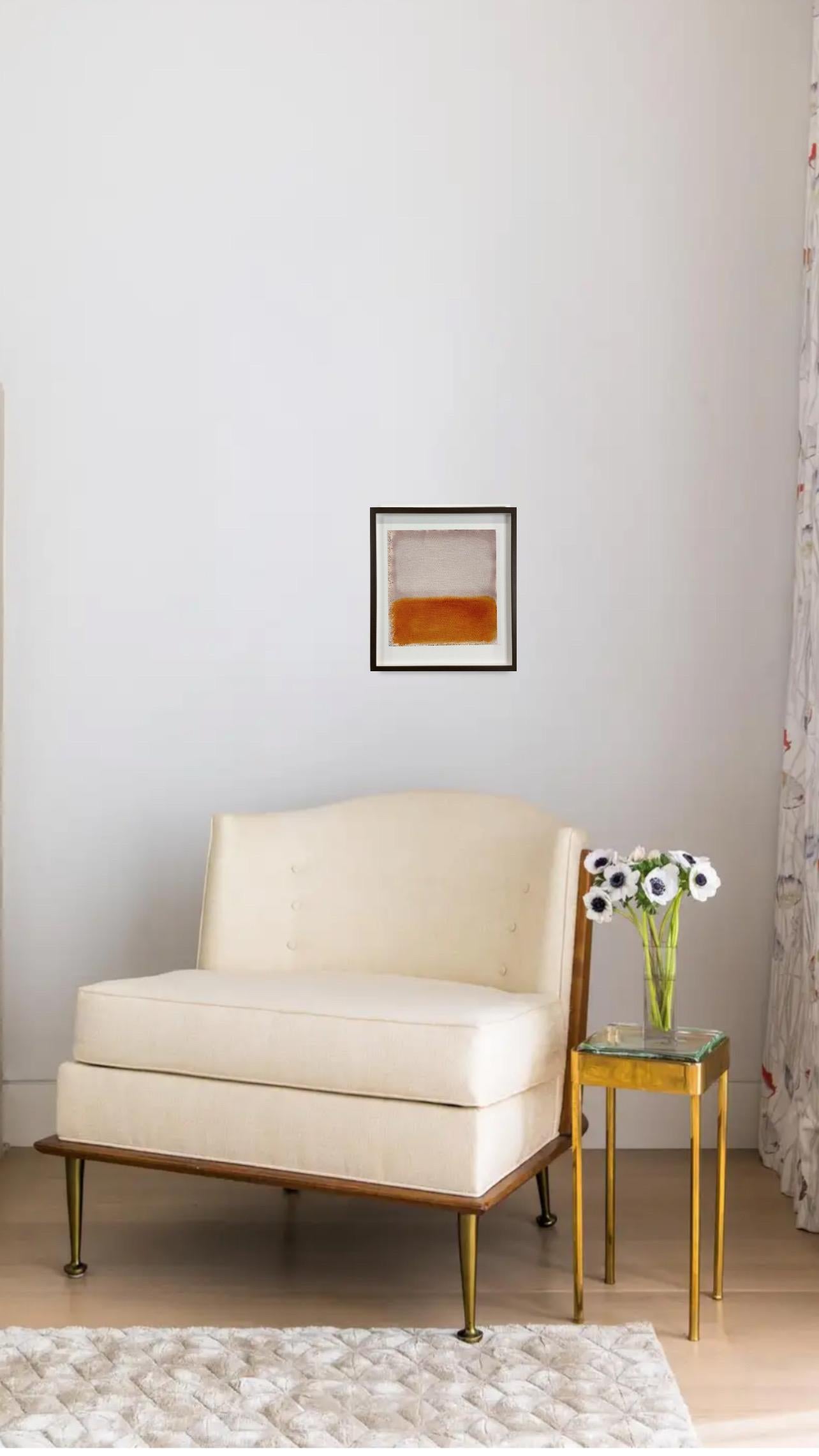 Peinture géométrique abstraite rectangulaire, grise et marron - Art de Bridgette Duran